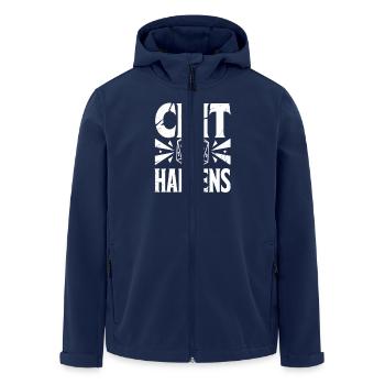 Crit Happens – Design humoristique avec le cube D20 - Veste softshell homme en polyester recyclé Stanley/Stella - marine - Devant - AI Model Male 185 light (185cm)