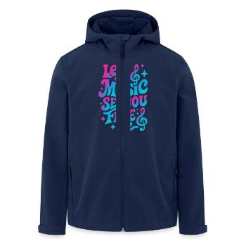 Laissez la musique vous libérer, Vibes rétro - Veste softshell homme en polyester recyclé Stanley/Stella - marine - Devant - AI Model Male 185 light (185cm)