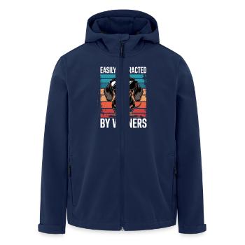 Easily Distracted By Wieners Dog Vintage Style - Men’s Recycled Softshell Jacket by Stanley/Stella - navy - Front - AI Model Male 185 light (185cm)