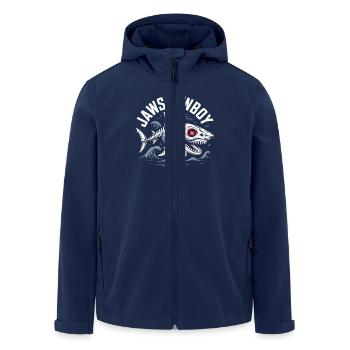 Jawsrawboy Skeleton Shark Illustration - Men’s Recycled Softshell Jacket by Stanley/Stella - navy - Front - AI Model Male 185 light (185cm)