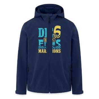 Läufer DIE 6 STUFEN EINES MARATHONS Laufen Lustig - Recycelte Männer Softshell-Jacke von Stanley/Stella - Navy - Vorne - AI Model Male 185 light (185cm)