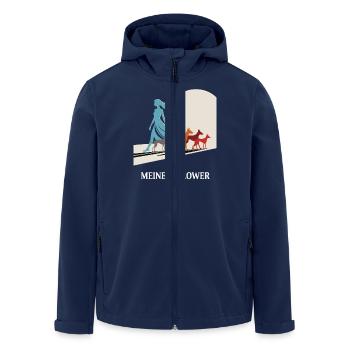 Moi et mes abonnés – Dog Humor Design - Veste softshell homme en polyester recyclé Stanley/Stella - marine - Devant - AI Model Male 185 light (185cm)