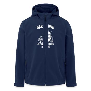 Gardening Because Murder Is Wrong - 50s retro - Men’s Recycled Softshell Jacket by Stanley/Stella - navy - Front - AI Model Male 185 light (185cm)