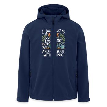 Hobby gardener with dog Garden - Men’s Recycled Softshell Jacket by Stanley/Stella - navy - Front - AI Model Male 185 light (185cm)