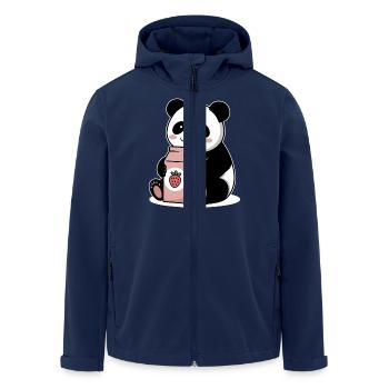 Cute Panda Drinking Strawberry Milk Japanese Funny - Men’s Recycled Softshell Jacket by Stanley/Stella - navy - Front - AI Model Male 185 light (185cm)