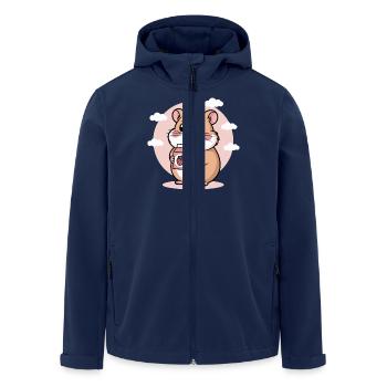 Süßer Chibi Hamster Trinkt Erdbeermilch Kawaii - Recycelte Männer Softshell-Jacke von Stanley/Stella - Navy - Vorne - AI Model Male 185 light (185cm)