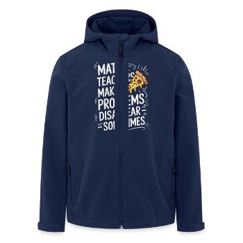 Funny Math Teacher Design Pizza & Problem Solving - Men’s Recycled Softshell Jacket by Stanley/Stella - navy - Front - AI Model Male 185 light (185cm)