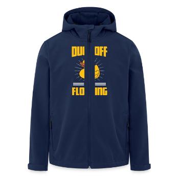 Gelbe Gummiente Duck Off I'm Floating - Recycelte Männer Softshell-Jacke von Stanley/Stella - Navy - Vorne - AI Model Male 185 light (185cm)