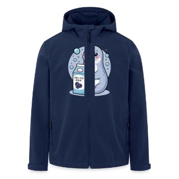 Kawaii Robbe Trinken Blaubeere Milch Niedliches Tier - Recycelte Männer Softshell-Jacke von Stanley/Stella - Navy - Vorne - AI Model Male 185 light (185cm)