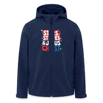 Croyant américain chrétien 4 juillet Jésus - Veste softshell homme en polyester recyclé Stanley/Stella - marine - Devant - AI Model Male 185 light (185cm)