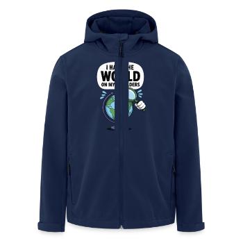 Lustig Geografie Die ganze Welt auf den Schultern - Recycelte Männer Softshell-Jacke von Stanley/Stella - Navy - Vorne - AI Model Male 185 light (185cm)