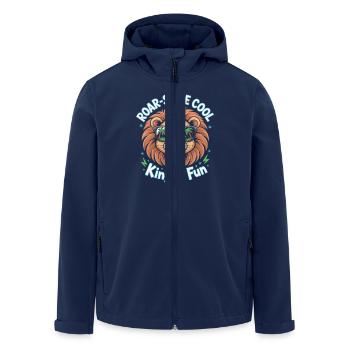 Funny Lion Design With Roarsome Cool - Men’s Recycled Softshell Jacket by Stanley/Stella - navy - Front - AI Model Male 185 light (185cm)