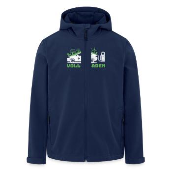 E-Autos VOLL GELADEN - Recycelte Männer Softshell-Jacke von Stanley/Stella - Navy - Vorne - AI Model Male 185 light (185cm)