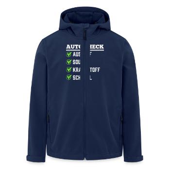Verbrenner AUTO CHEKLISTE LUSTIG - Recycelte Männer Softshell-Jacke von Stanley/Stella - Navy - Vorne - AI Model Male 185 light (185cm)