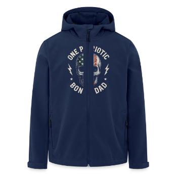 Bonus Dad mit Flaggen-Schädel - Recycelte Männer Softshell-Jacke von Stanley/Stella - Navy - Vorne - AI Model Male 185 light (185cm)
