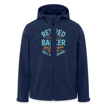 Rentner Banker Spruch Bankkaufmann - Recycelte Männer Softshell-Jacke von Stanley/Stella - Navy - Vorne - AI Model Male 185 light (185cm)