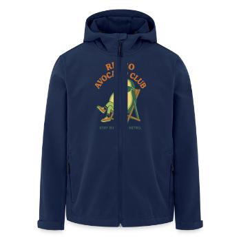 Retro avocado with sunglasses - Men’s Recycled Softshell Jacket by Stanley/Stella - navy - Front - AI Model Male 185 light (185cm)