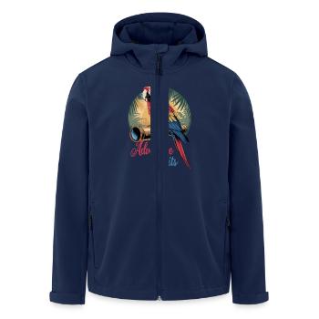 Papagei Abenteuer Erwartet Fernrohr Dschungel - Recycelte Männer Softshell-Jacke von Stanley/Stella - Navy - Vorne - AI Model Male 185 light (185cm)