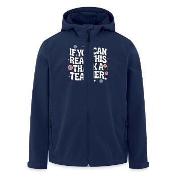 If You Can Read This Thank A Teacher School Cute - Men’s Recycled Softshell Jacket by Stanley/Stella - navy - Front - AI Model Male 185 light (185cm)