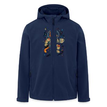 Astronaut Cat "I Need More Space" - Men’s Recycled Softshell Jacket by Stanley/Stella - navy - Front - AI Model Male 185 light (185cm)