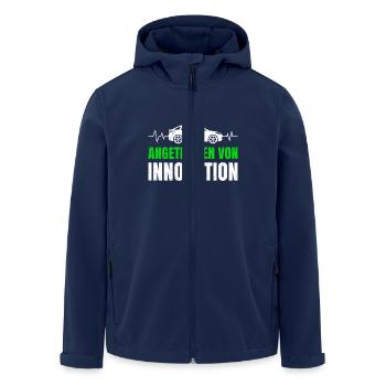 Hybrid Auto ANGETRIEBEN VON INNOVATION LUSTIG - Recycelte Männer Softshell-Jacke von Stanley/Stella - Navy - Vorne - AI Model Male 185 light (185cm)