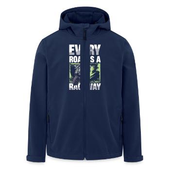 Chaque route est une piste de course Motards - Veste softshell homme en polyester recyclé Stanley/Stella - marine - Devant - AI Model Male 185 light (185cm)