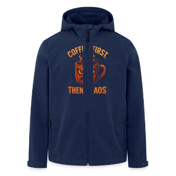 Coffee First - Chaos Mug - Men’s Recycled Softshell Jacket by Stanley/Stella - navy - Front - AI Model Male 185 light (185cm)