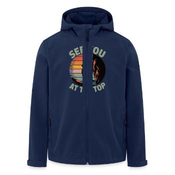 Rendez-vous au sommet - Design d’escalade rétro - Veste softshell homme en polyester recyclé Stanley/Stella - marine - Devant - AI Model Male 185 light (185cm)