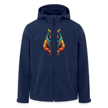 Bunte Eule Mit Kapuze In Urbanem Stil - Recycelte Männer Softshell-Jacke von Stanley/Stella - Navy - Vorne - AI Model Male 185 light (185cm)