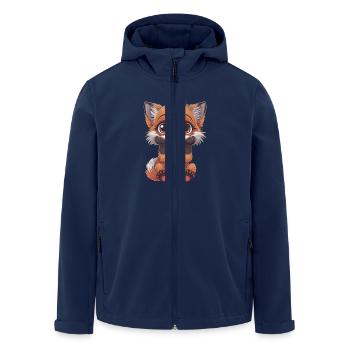 Cute cartoon fox with big eyes and - Men’s Recycled Softshell Jacket by Stanley/Stella - navy - Front - AI Model Male 185 light (185cm)