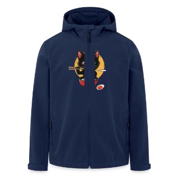 Schwarze Katze Mit Ramen Schüssel Mond - Recycelte Männer Softshell-Jacke von Stanley/Stella - Navy - Vorne - AI Model Male 185 light (185cm)