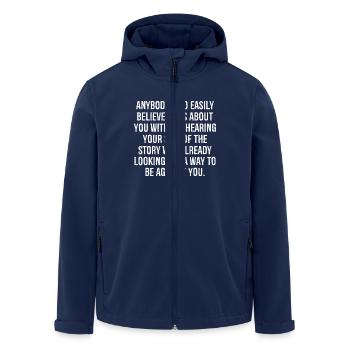 anybody who easily believes lies about you - Men’s Recycled Softshell Jacket by Stanley/Stella - navy - Front - AI Model Male 185 light (185cm)