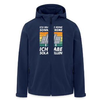 Solar BRAUCHE KEINE SONNENCREME HABE SOLARZELLEN - Recycelte Männer Softshell-Jacke von Stanley/Stella - Navy - Vorne - AI Model Male 185 light (185cm)
