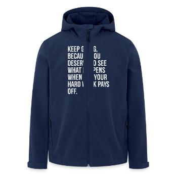 keep going because you deserve to see what happens - Recycelte Männer Softshell-Jacke von Stanley/Stella - Navy - Vorne - AI Model Male 185 light (185cm)