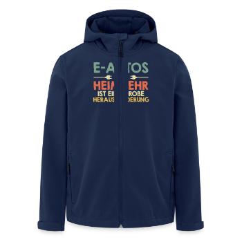 Verbrenner E-AUTOS HEIMKEHR IST HERAUSFORDERUNG - Recycelte Männer Softshell-Jacke von Stanley/Stella - Navy - Vorne - AI Model Male 185 light (185cm)