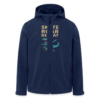 Funny dinosaur and roller skater saying - Men’s Recycled Softshell Jacket by Stanley/Stella - navy - Front - AI Model Male 185 light (185cm)