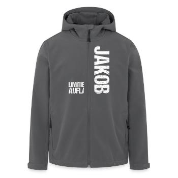 Jacob - Men’s Recycled Softshell Jacket by Stanley/Stella - anthracite - Front - AI Model Male 185 light (185cm)