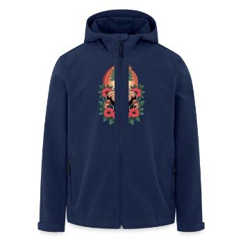 Stolzer Stammeskrieger mit Hibiskus - Recycelte Männer Softshell-Jacke von Stanley/Stella - Navy - Vorne - AI Model Male 185 light (185cm)