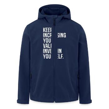 Continuez à augmenter votre valeur, investissez en vous-même - Veste softshell homme en polyester recyclé Stanley/Stella - marine - Devant - AI Model Male 185 light (185cm)