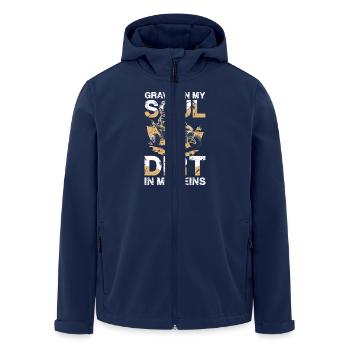 Gravel in my soul, dirt in my veins - Men’s Recycled Softshell Jacket by Stanley/Stella - navy - Front - AI Model Male 185 light (185cm)