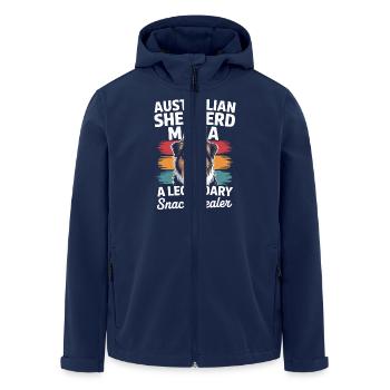 Australian Shepherd Mama, Legendary Snack Dealer - Men’s Recycled Softshell Jacket by Stanley/Stella - navy - Front - AI Model Male 185 light (185cm)
