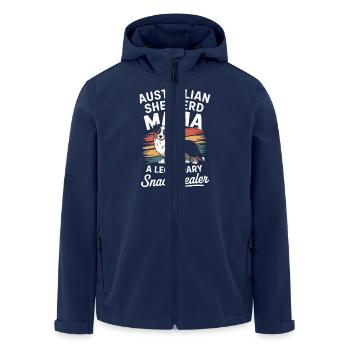 Australian Shepherd Mama, Legendary Snack Dealer - Men’s Recycled Softshell Jacket by Stanley/Stella - navy - Front - AI Model Male 185 light (185cm)