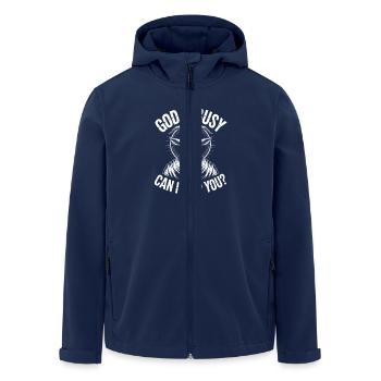 God is busy! Atheism Satanism - Men’s Recycled Softshell Jacket by Stanley/Stella - navy - Front - AI Model Male 185 light (185cm)
