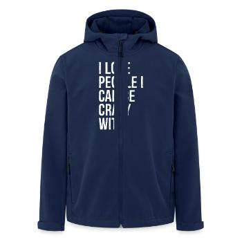 Ich liebe Menschen, mit denen ich verrückt sein kann - Recycelte Männer Softshell-Jacke von Stanley/Stella - Navy - Vorne - AI Model Male 185 light (185cm)