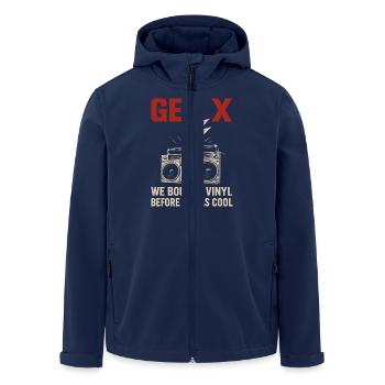 Gen X - Wir Kauften Vinyl Bevor Es Cool War - Recycelte Männer Softshell-Jacke von Stanley/Stella - Navy - Vorne - AI Model Male 185 light (185cm)