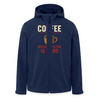 Kaffee Liebhaber: Adulting Ist Schwer - Recycelte Männer Softshell-Jacke von Stanley/Stella - Navy - Vorne - AI Model Male 185 light (185cm)
