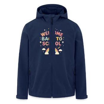 Welcome back to school rainbow Friends - Men’s Recycled Softshell Jacket by Stanley/Stella - navy - Front - AI Model Male 185 light (185cm)