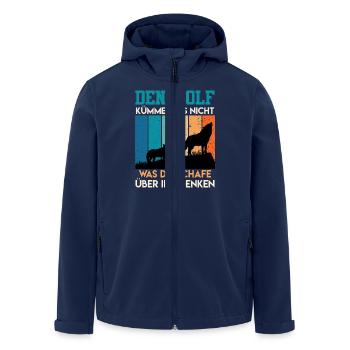 Wolf Spirit WOLF KÜMMERTS NICHT WAS SCHAFE DENKEN - Recycelte Männer Softshell-Jacke von Stanley/Stella - Navy - Vorne - AI Model Male 185 light (185cm)