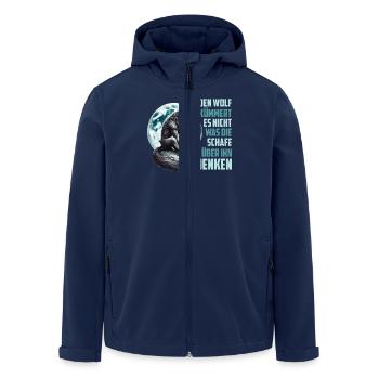 Wölfe DEN WOLF KÜMMERT ES NICHT WAS SCHAFE DENKEN - Recycelte Männer Softshell-Jacke von Stanley/Stella - Navy - Vorne - AI Model Male 185 light (185cm)