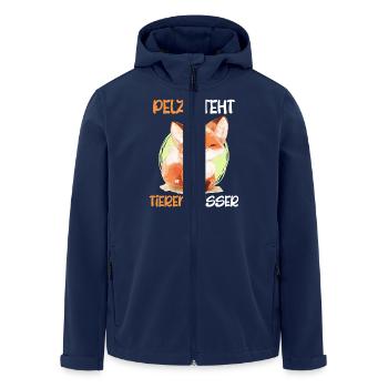 Tierschutz PELZ STEHT TIEREN BESSER Lustig - Recycelte Männer Softshell-Jacke von Stanley/Stella - Navy - Vorne - AI Model Male 185 light (185cm)